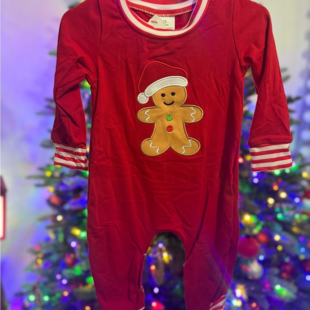 Red Gingerbread Christmas Kids One Piece